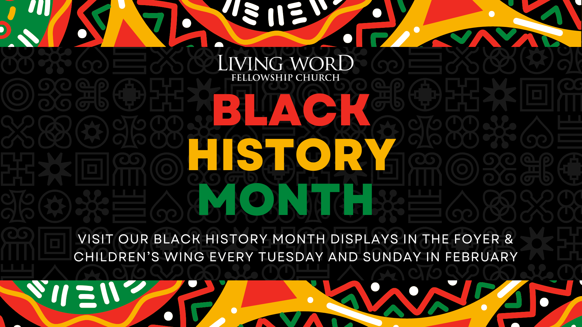 black history month, visit our displays in the foyer and children's wing every sunday and tuesday