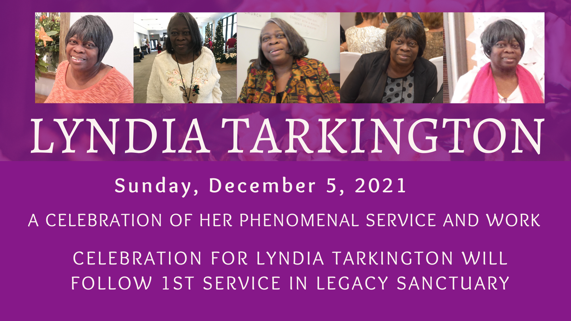 Lyndia Tarkington Celebration of Service & Work head image