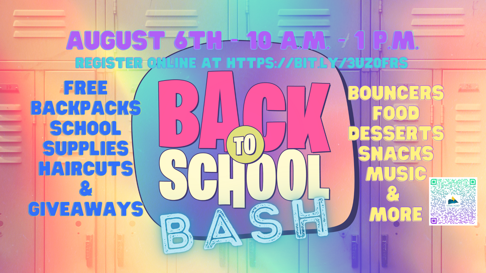 Back to School Bash – Sat. August 6th 10 a.m. – 1 p.m. head image