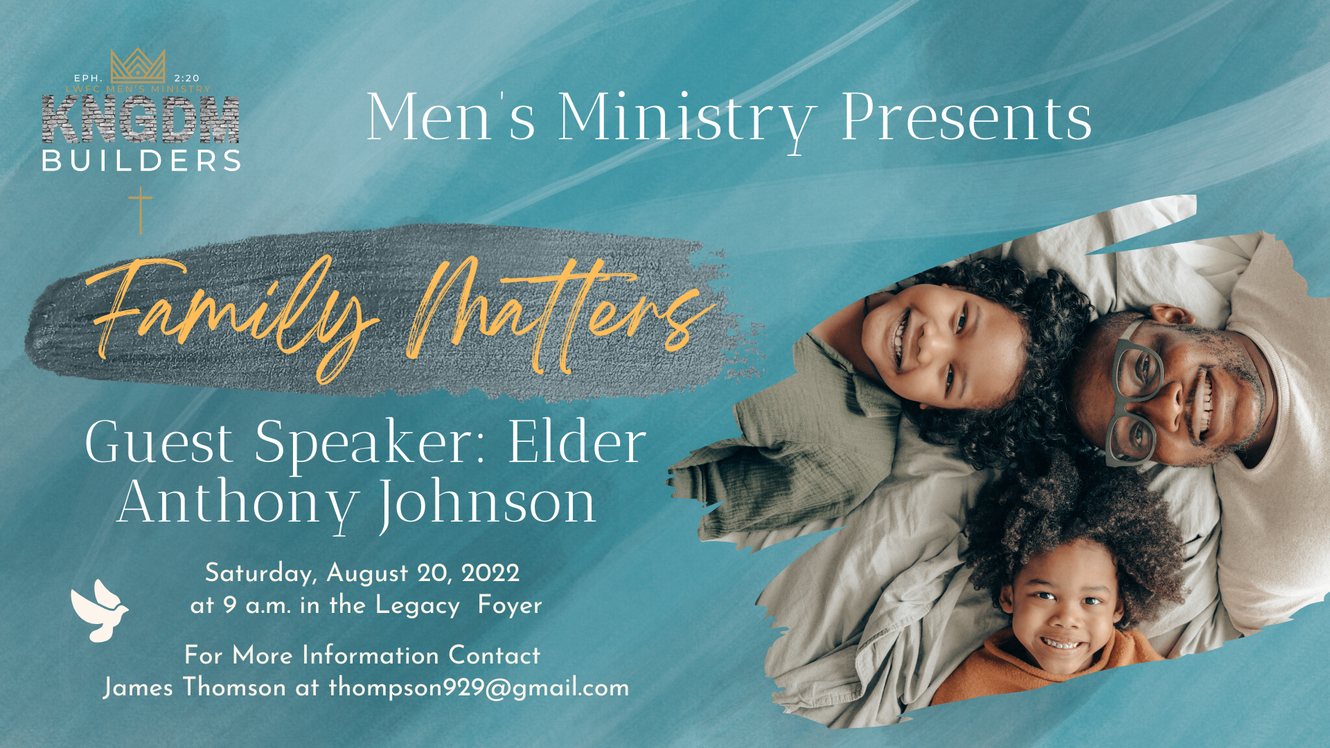 MEN’S MINISTRY FAMILY MATTERS – AUGUST 20th 9:00 a.m. head image
