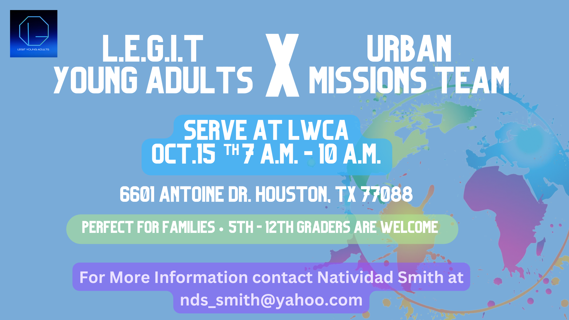 LEGIT Young Adults & Urban Missions Team Outreach Event head image
