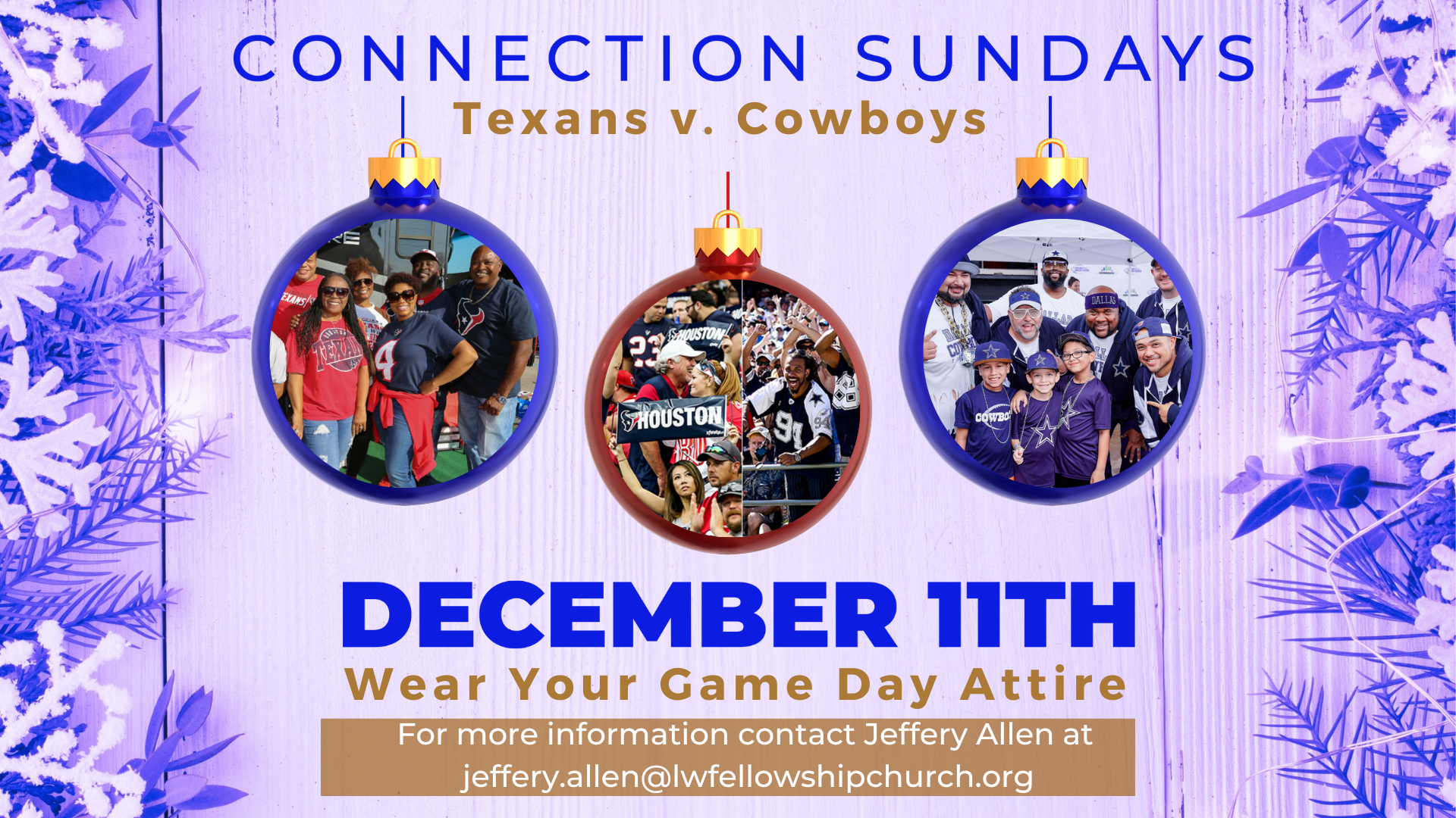 Connection Sundays – Texans Cowboys Game Day head image