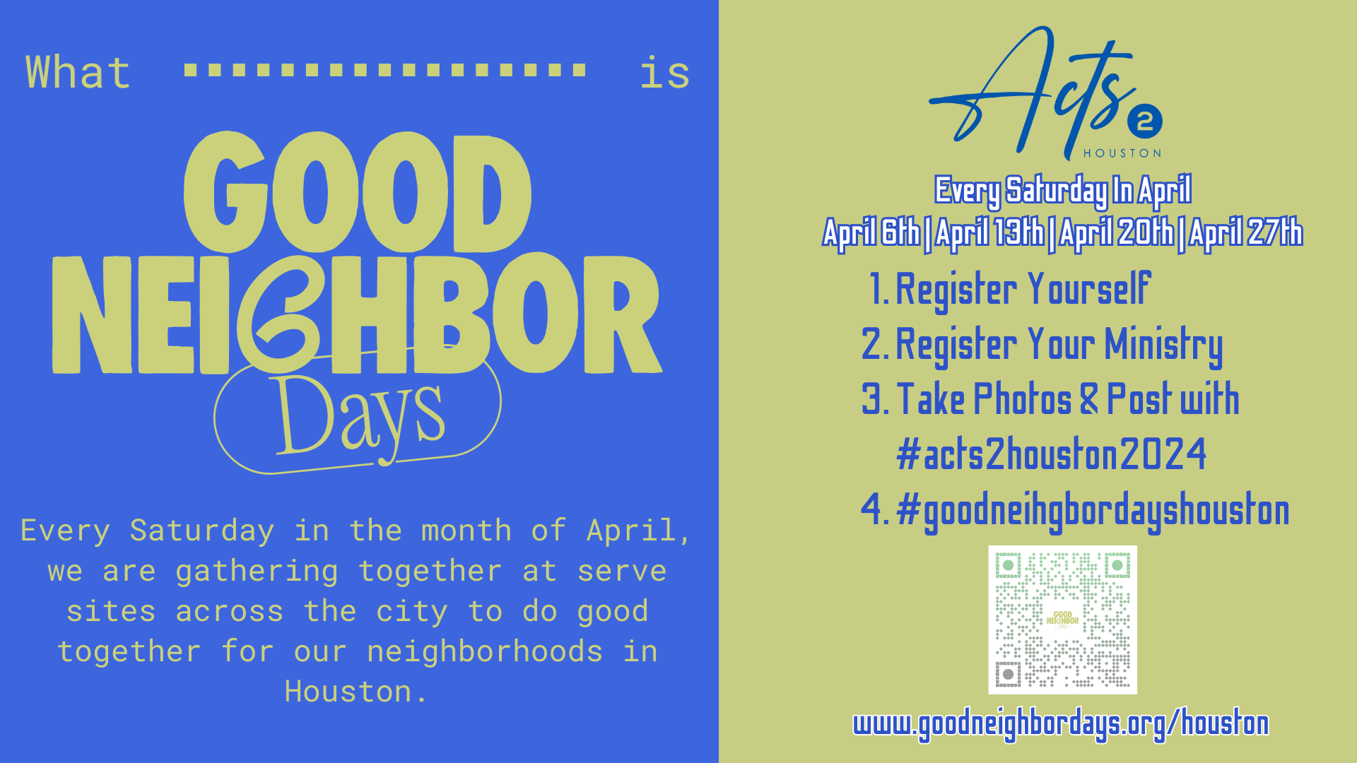 Good Neighbor Days – Every Saturday in April head image