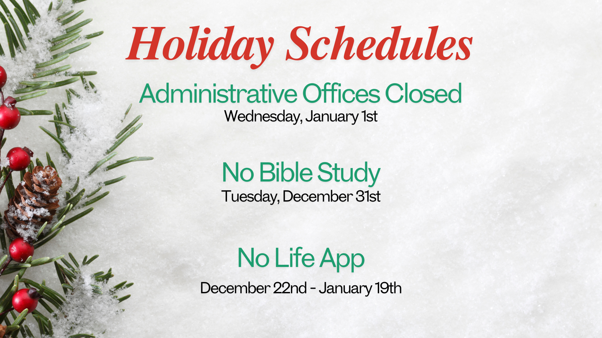 Holiday Hours/Closures head image