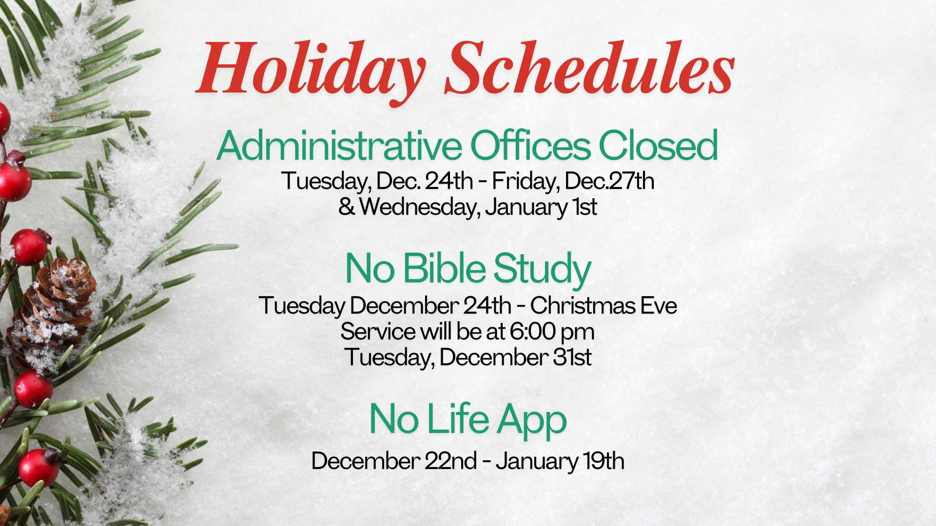 OFFICE HOLIDY SCHEDULE head image