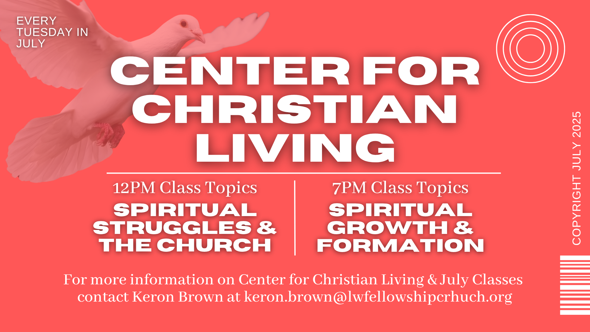 Center for Christian Living – July 2025 head image
