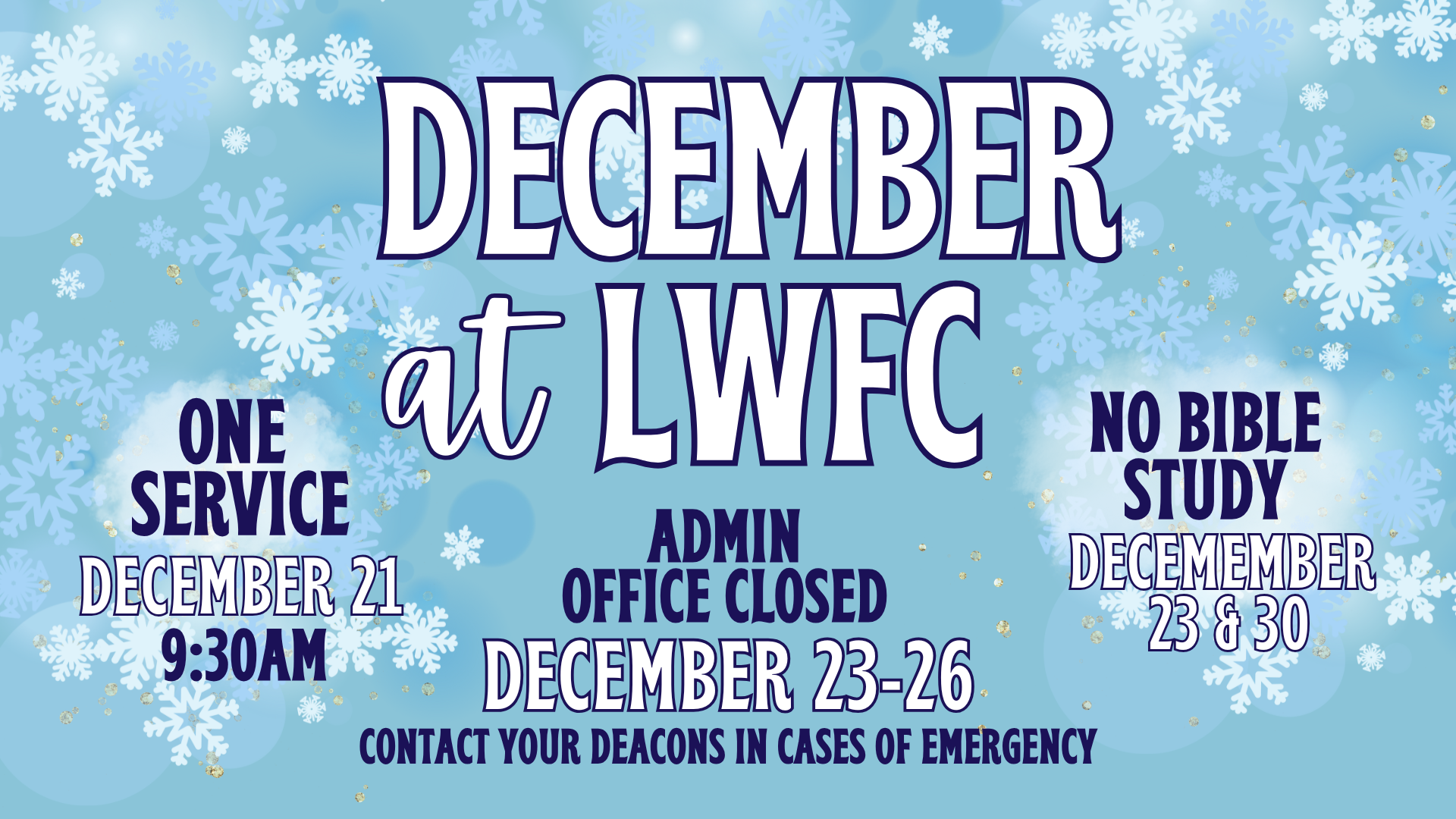 December Bible Study & Office Closures head image